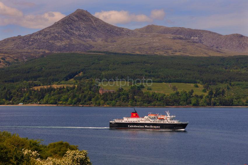 Goat Fell And The Ferry In Brodick Bay