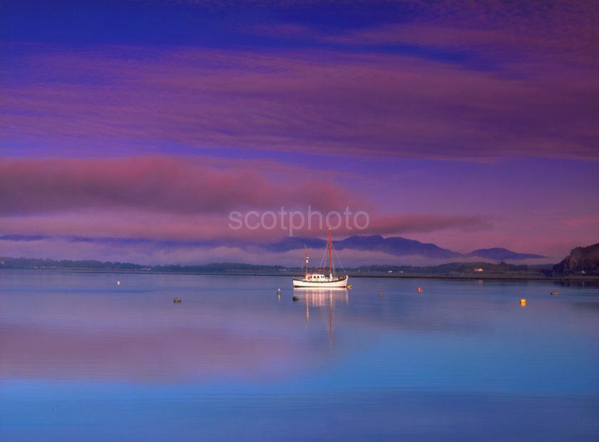 Sunset Over Yacht Connel And Morvern Hills