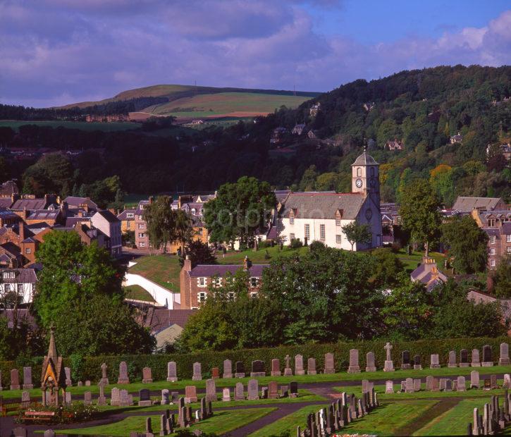 An Unusual View Of Hawick With St Marys Kirk In View Hawick Scottish Borders