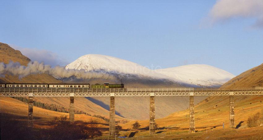 Steam Train On Horseshoe Viaduct Glen Auch