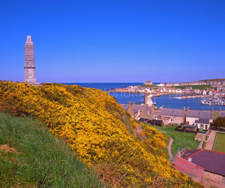 Colourful Spring View Overlooking Findochty Harbour Morayshire