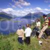 CYCLING ON CYCLEWAY ABOVE BALLACHULISH AND LOCH LEVEN