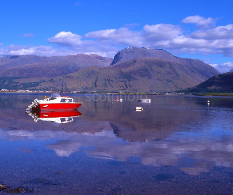 Peaceful Reflections Of Ben Nevis In The Calm Waters Of Loch Linnhe As Seen From Corpach Lochaber Region