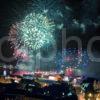 Fireworks Oban Bay With Mull Ferry At Rail Pier