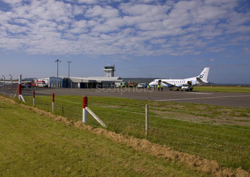 The Islay Airport With A Fly Be Saab 340 On Apron