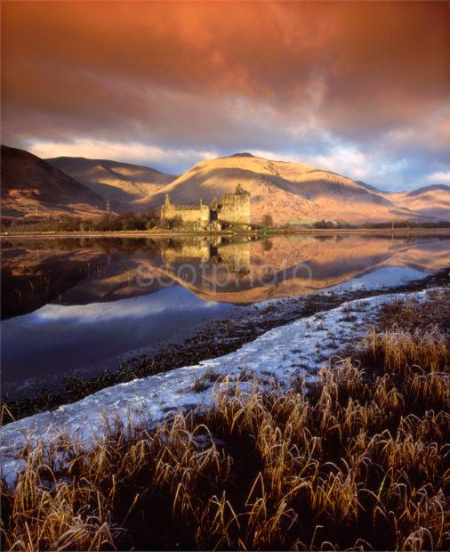 Dramatic View Of Kilchurn Castle Late Autumn On Loch Awe