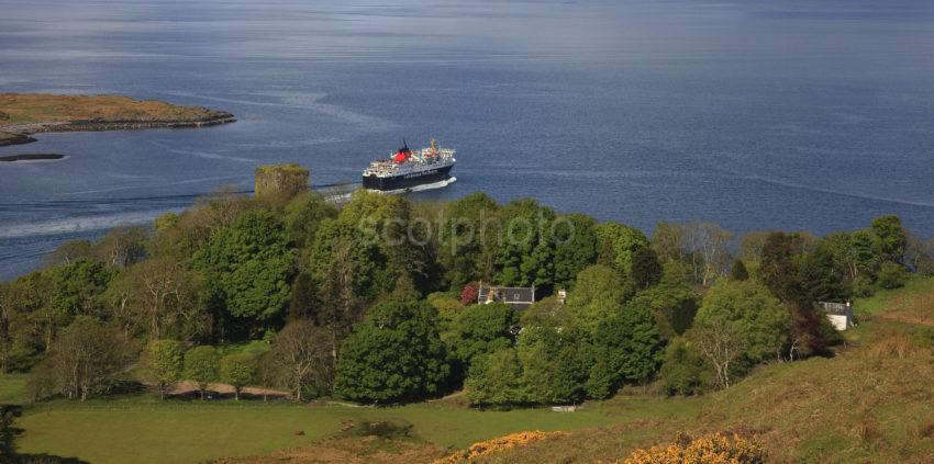 MV Isle Of Mull Passes Dunollie Castle Panoramic