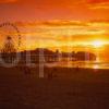 Sunset Across The Sands And Central Pier In Blackpool With The Big Wheel Silhouetted Blackpool Lancashire England