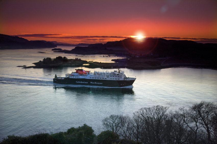 MV Clansman Passes Dunollie At Sunset