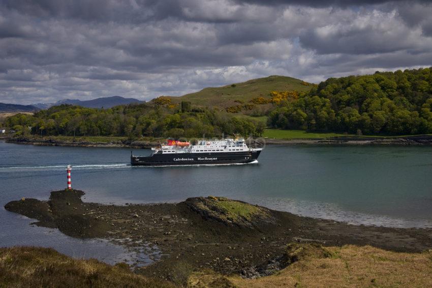 Clansman Passes Dunollie Castle Seen From Kerrera Spring