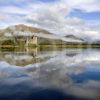 WY3Q0240 Misty Scene On Loch Awe With Kilchurn Castle Argyll