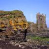 Keiss Castle Ruins From Cliffs Keiss Caithness