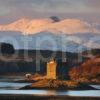 DSC 0304 Evening Wintry Sun Stikes Castle Stalker Appin With Morvern Hills W