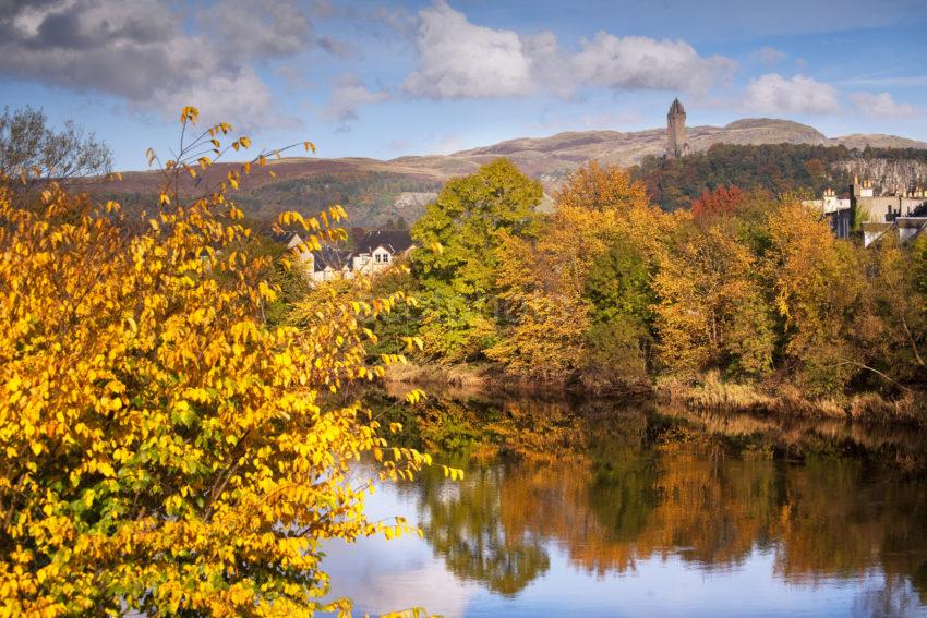 Across River Forth Towards Wallace Monument From Stirling Bridge