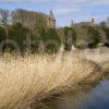 WY3Q9782 River Reeds And Church On Lunan Water Nr Lunan Angus