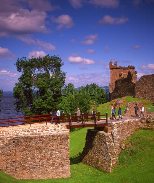 Summer Scene Amidst The Ruins Of Urquhart Castle Loch Ness Scottish Highlands