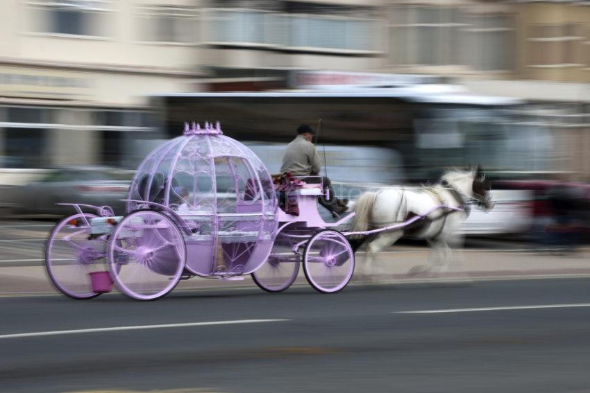 Horse And Carraige In Action On Blackpool Prom