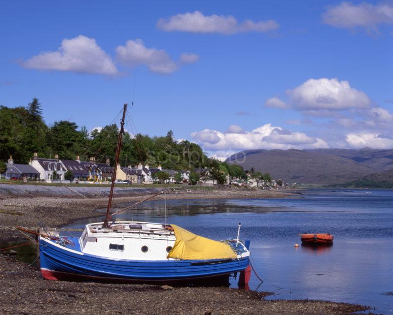 Loch Carron Village From Shore Of Loch Carron Wester Ross