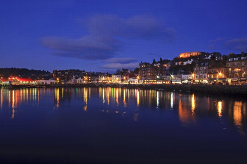 Oban At Night From Rail Pier