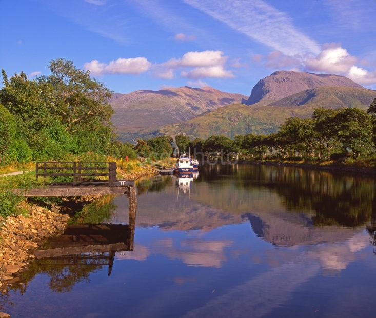 Peaceful Reflections On The Caledonian Canal With Ben Nevis In View Lochaber