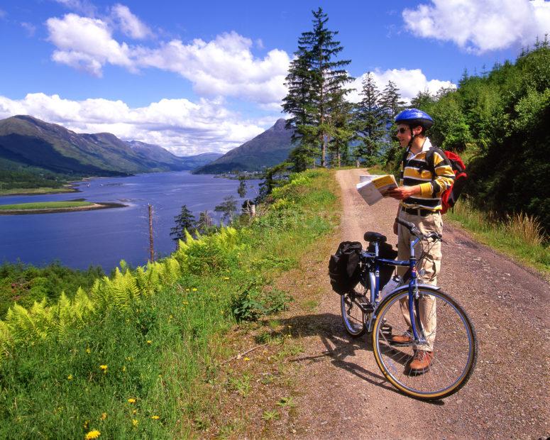 Cycling Above Loch Leven With Views Towards Glencoe