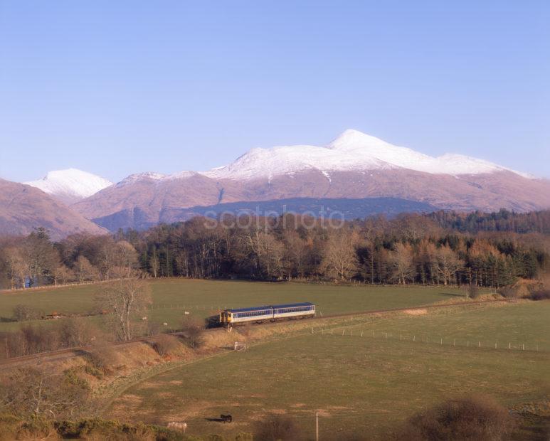 Sprinter On Loch Etive Side Past Ben Cruachan With Oban To Glasgow Evening Service