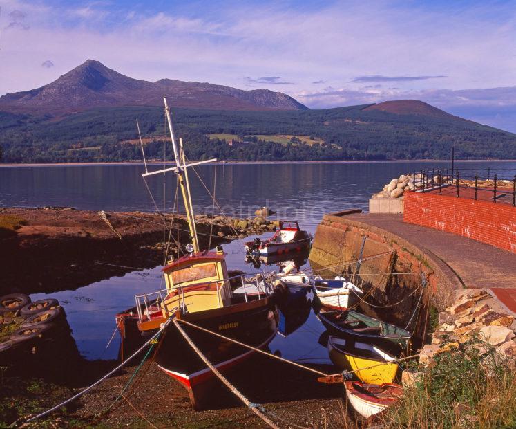 The Old Harbour At Brodick With Goatfell In The Background Brodick Isle Of Arran