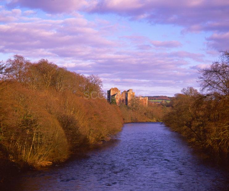 Early Spring View Towards Doune Castle And The River Teith Stirling Trossachs Area Landscape