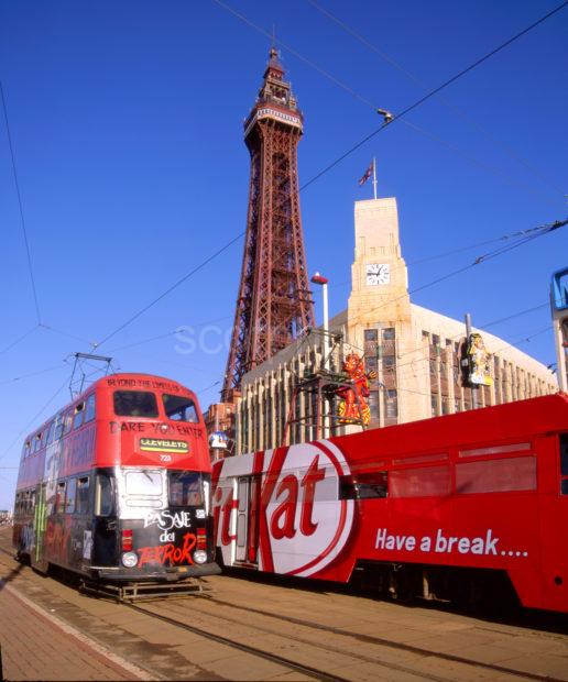 Trams And The Famous Blackpool Tower