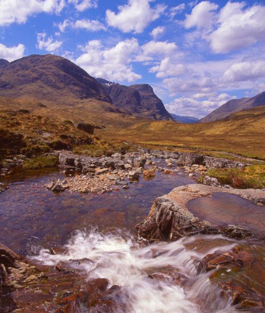 Spectacular View From The River Coe Towards The Sisters Of Glencoe As Seen From The Summit Of The Pass West Highlands