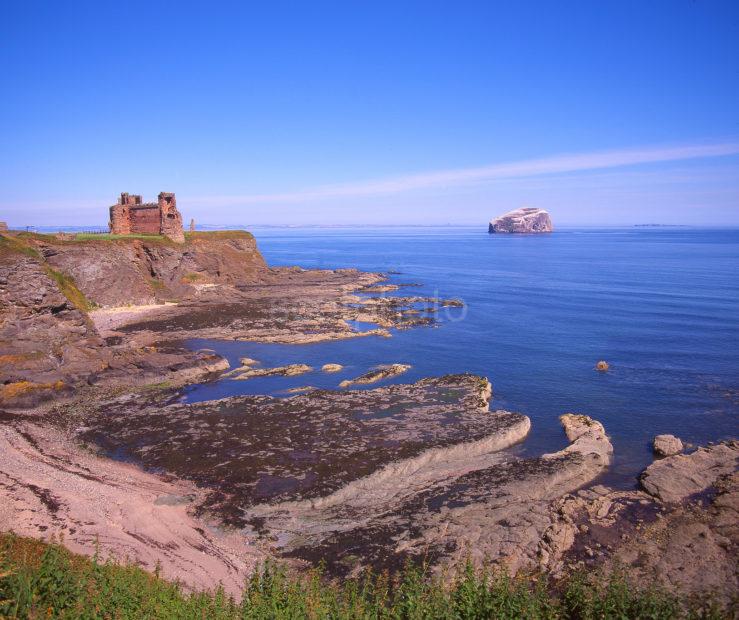A Dramatic View Towards Tantallon Castle And The Bass Rock East Lothian