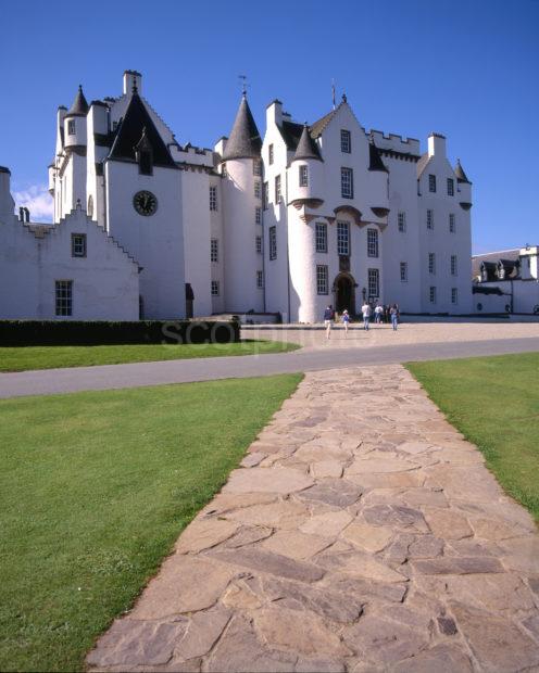 Blair Castle Frontage And Clock Tower Dukes Of Atholl Nr Blair Atholl Perthshire