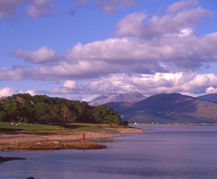 Lovely Evening View Towards Ben Nevis From Morvern Loch Linnhe West Scotland