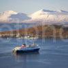 Winter View MV Isle Of Mull Departs Oban Snowy Hills Of Mull