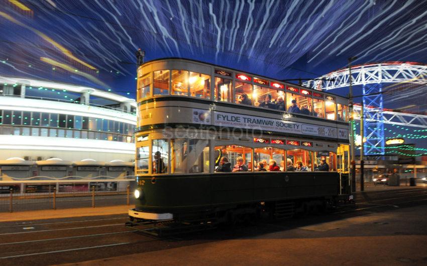 Old Balckpool Tram At Night Montage