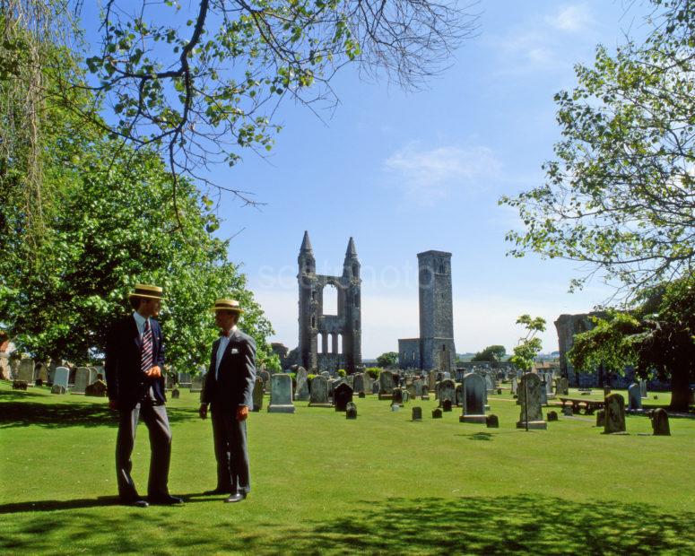 University Students In Grounds Of St Andrews Cathedral Fife