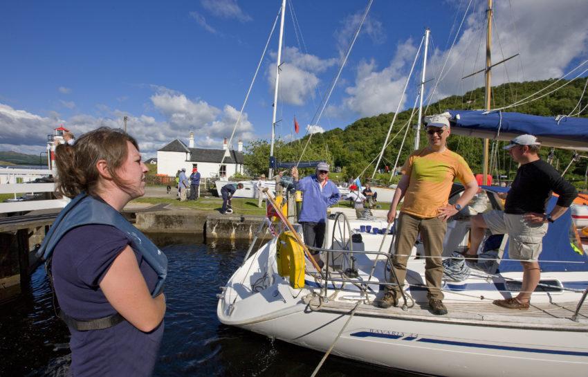 0I5D9660 Busy Scene Crinan Canal Basin Argyll