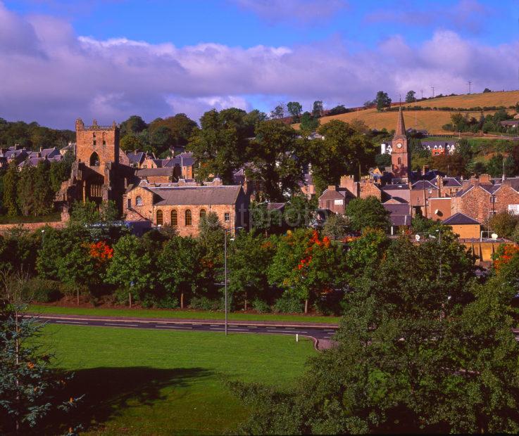 An Unusual View Of Jedburgh Abbey And Town Which Is Situated On The Main Route North From England Jedburgh Scottish Borders