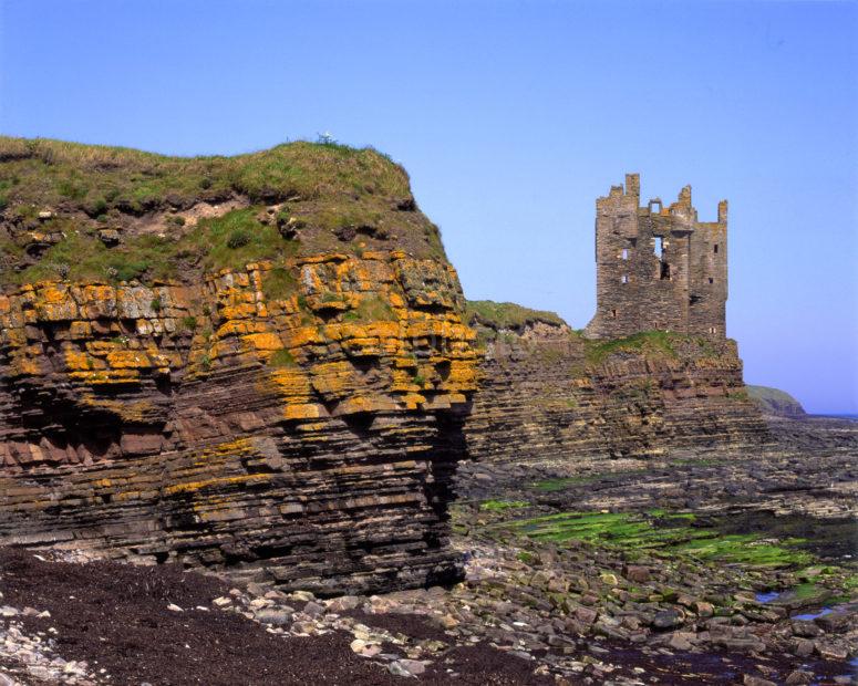 Keiss Castle Ruins From Cliffs Keiss Caithness