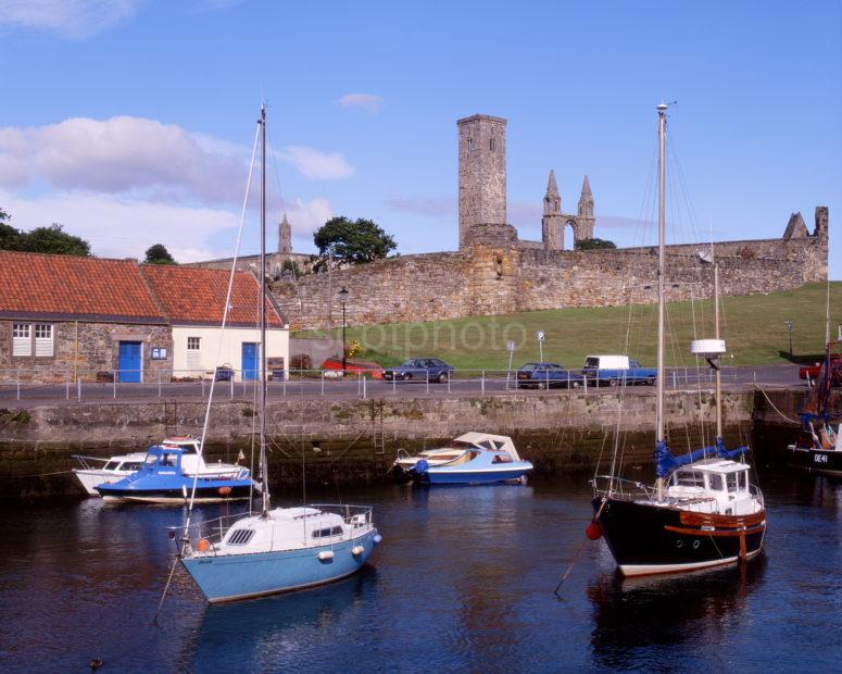 St Andrews Cathedral And St Rules Tower From Harbour Fife