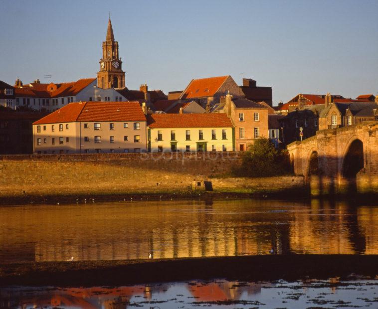 Evening Light On Berwick On Tweed From The South Side Of The Tweed Scottish Borders