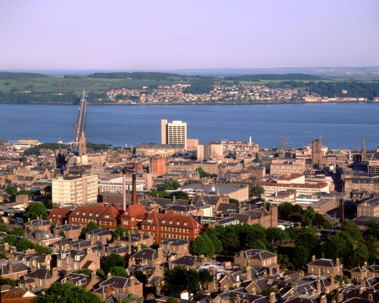 Looking Down Onto City Of Dundee And Firth Of Tay From The Law