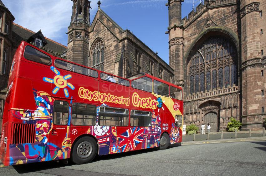 3737 City Tour Bus Outside Cathedral Chester