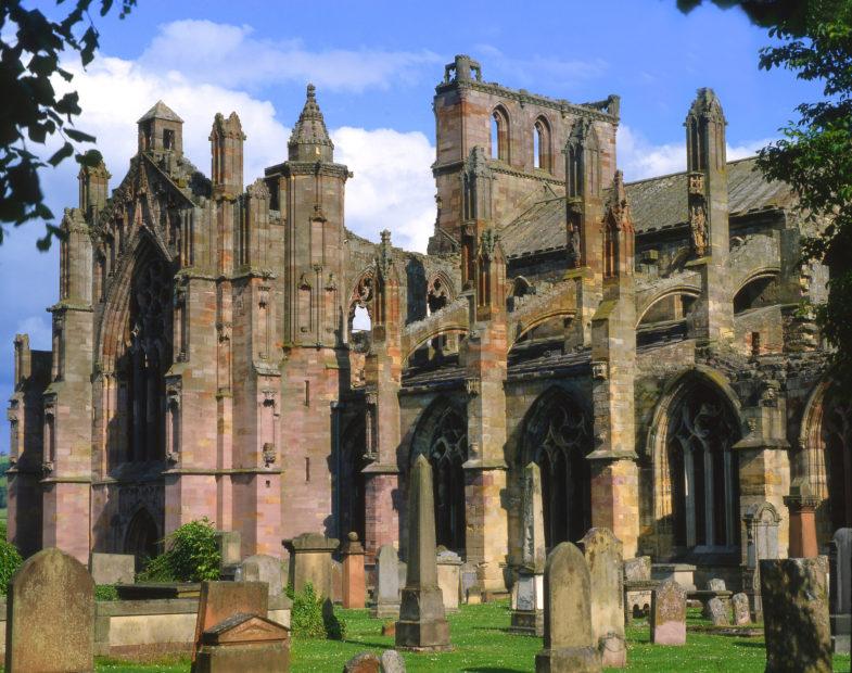 The Gothic Style Melrose Abbey Ruins Late 14th Cent Melrose Borders