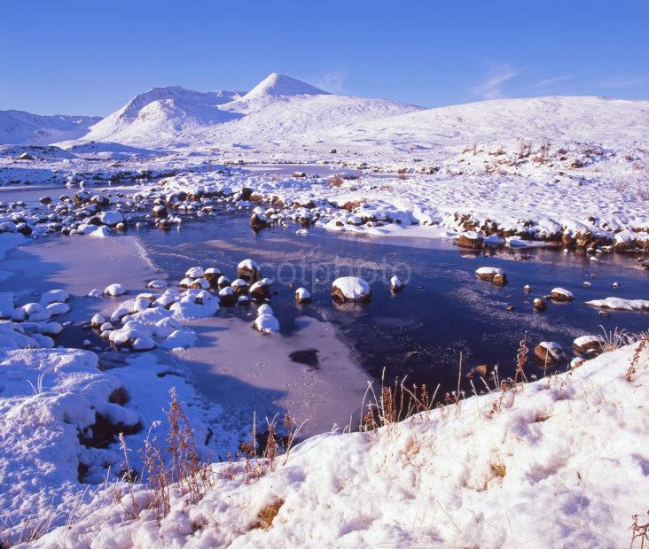 Winter Scene From The Frozen Shore Of Lochan Na H Achlaise Rannoch Moor West Highlands