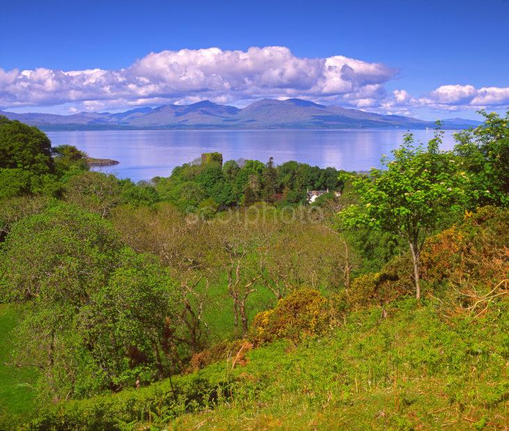 View Towards Dunollie Castle And Distant Mull Oban Argyll