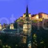 E227 Edinburgh Castle At Night From St Cuthberts Church Princes Street