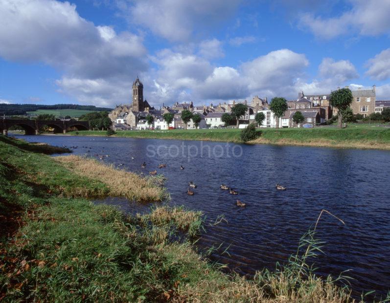 Peebles From The River Tweed Scottish Borders