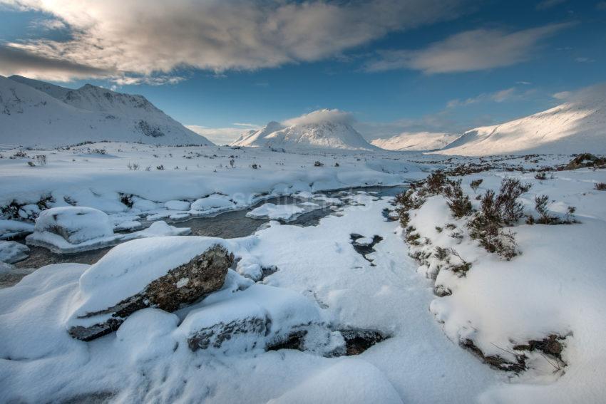 WINTER VIEW IN GLENCOE TOWARDS BUACHAILLE ETIVE MHOR