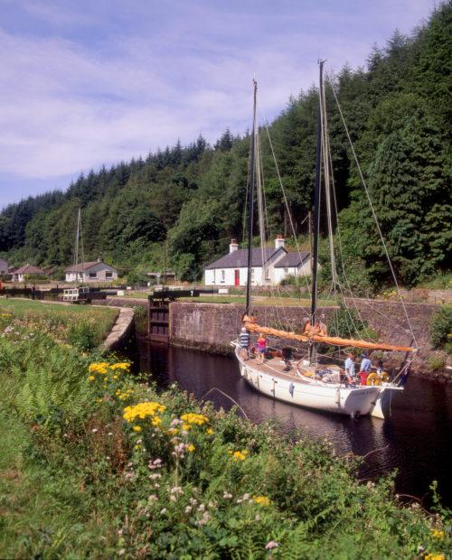 Yacht On The Crinan Canal Nr Cairnbaan